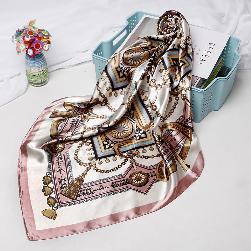 Women Fashion Bandana Scarf Printed Silk Satin Hair Scarf