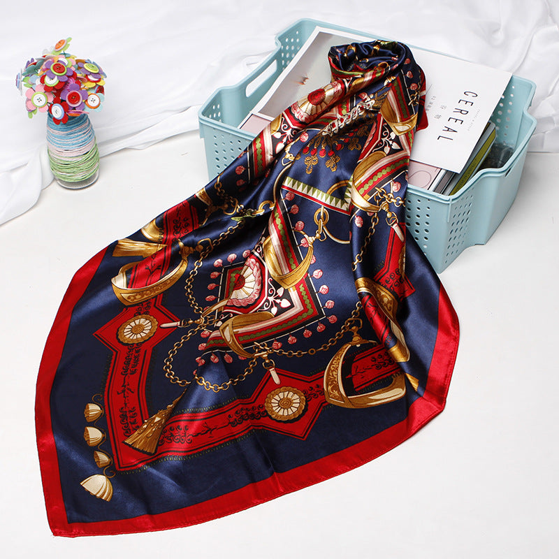 Women Fashion Bandana Scarf Printed Silk Satin Hair Scarf